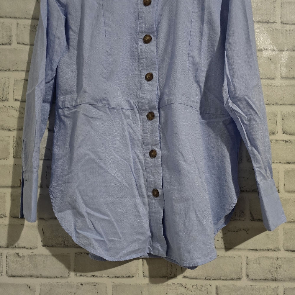 Sezane Poplin Button Down Tunic Shirt Blue size 34 / S - Picture 5 of 7